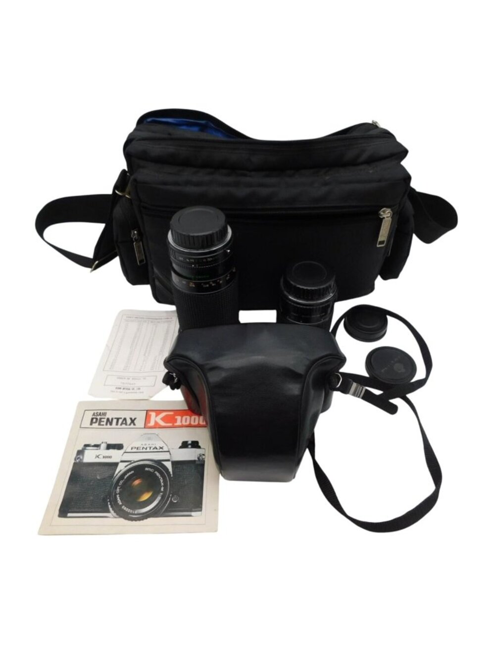 Vintage Pentax K1000 Film 35MM SLR Camera Case Lenses Manual Film Tested